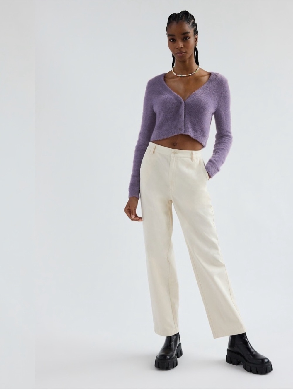 Aritzia Sunday Best Heather Mauve Reese Cardigan - Picture 2 of 13